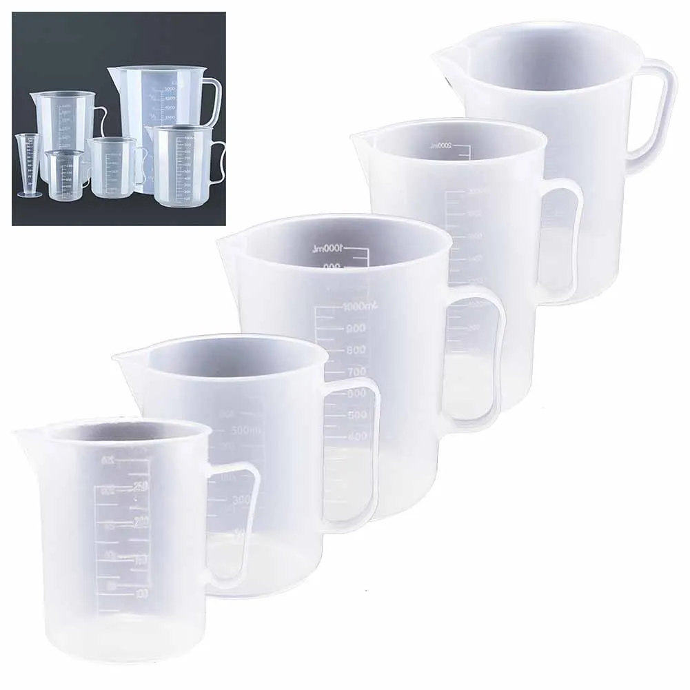 Measuring Cup 250/500/1000/2000/5000ml Measuring Jug Plastic Beaker Transparent Lightweight Reusable-Graduated Plastic Cup