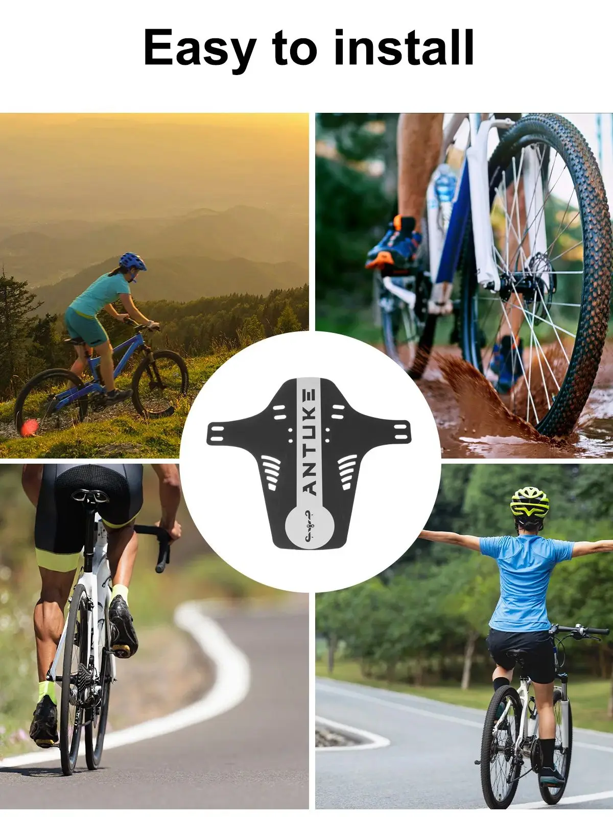 AliExpress NONE 1/2pcs Mountain Bike Mud Guard Front/Rear Mud Guards with Cable Tie Lightweight Fits for MTB Road Bike Cycling Accessories