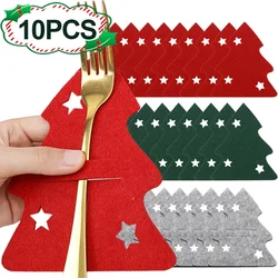 10/1Pcs Christmas Tree Cutlery Knife Fork Cover Table Decorations Home Kitchen Tableware Decors Xmas Dinnerware Wrapping Bag