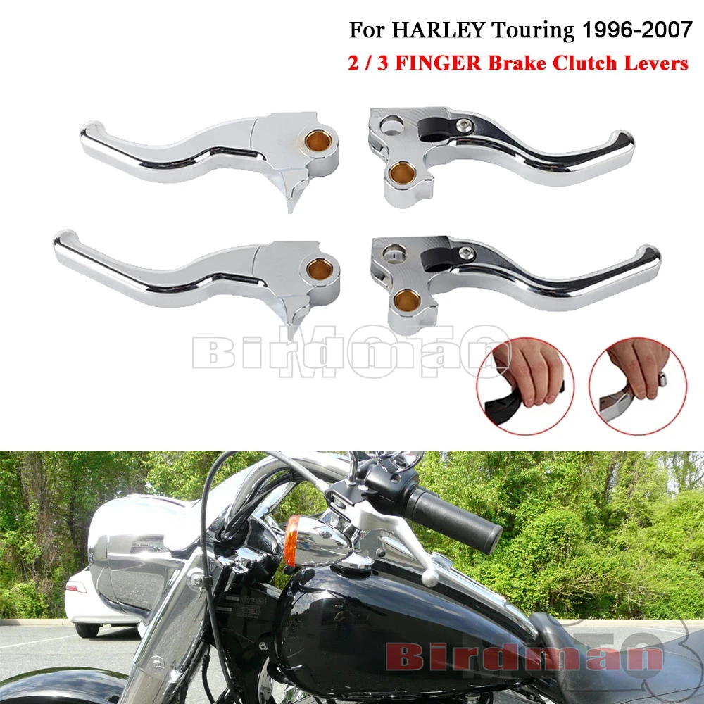 CNC Aluminum 2-Fingers 3-Fingers Brake Clutch Levers Shifter Lever For Harley Touring Electra Glide Classic FLHTC/I 1996-2007