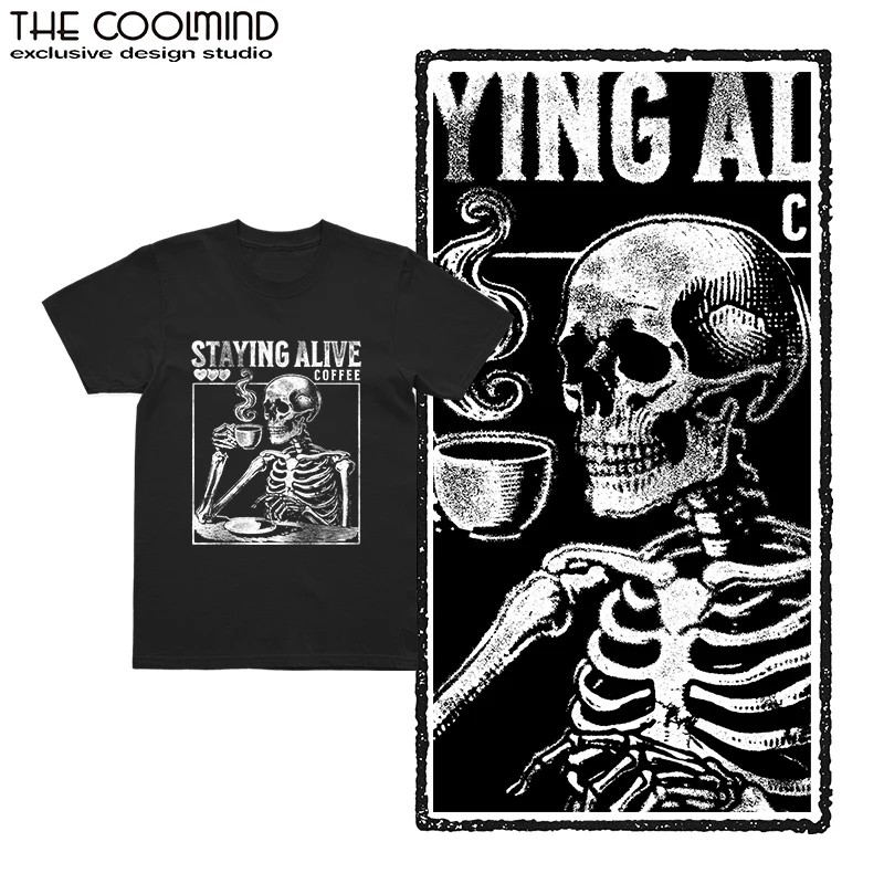 Coolmind U0020-T2 Skull Exclusive Graphic Men Tshirt Big Size Cool T Shirt Men Unisex Tee Shirts Tops