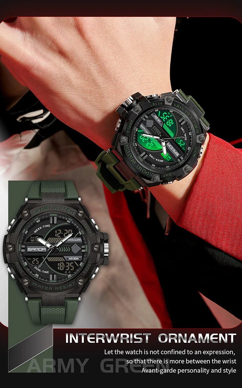 Sanda-Reloj de pulsera resistente al agua para hombre, cronógrafo multifuncional con modo de alarma, batería japonesa, nuevo diseño, 3185