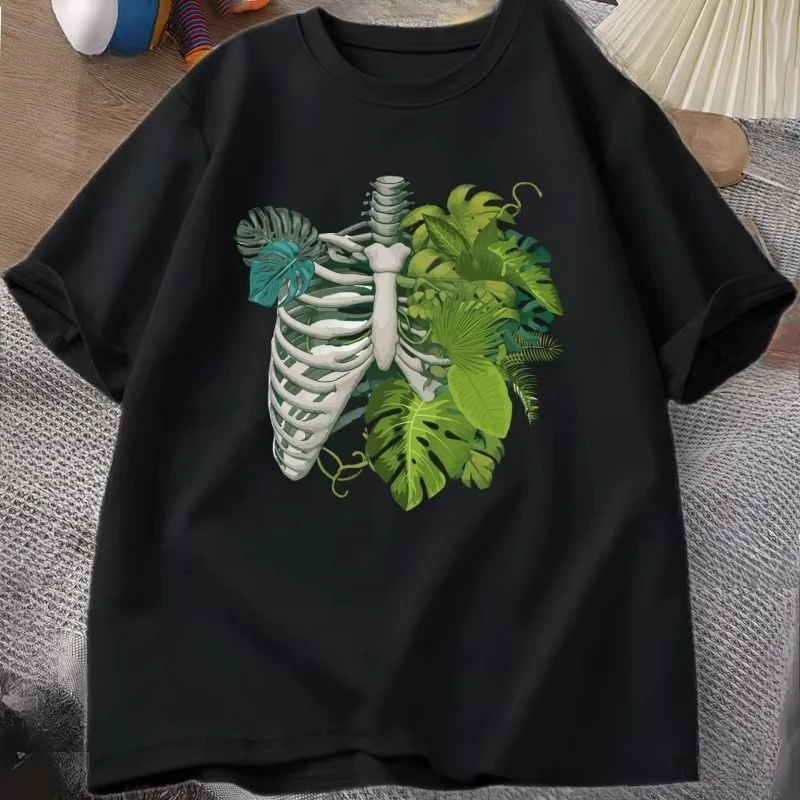 Skeleton Plant Body T-shirt Women Men Funny Plant Lover T Shirt Plant Mom Tee Funny Graphic T Shirts Cotton Short Sleeve Clothes