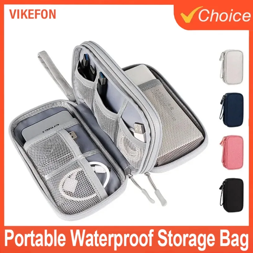 

Дорожные водонепроницаемые двухслойные сумки для хранения, сумка-органайзер, кабель, сумка для хранения цифровых аксессуаров, портативный чехол для жесткого диска