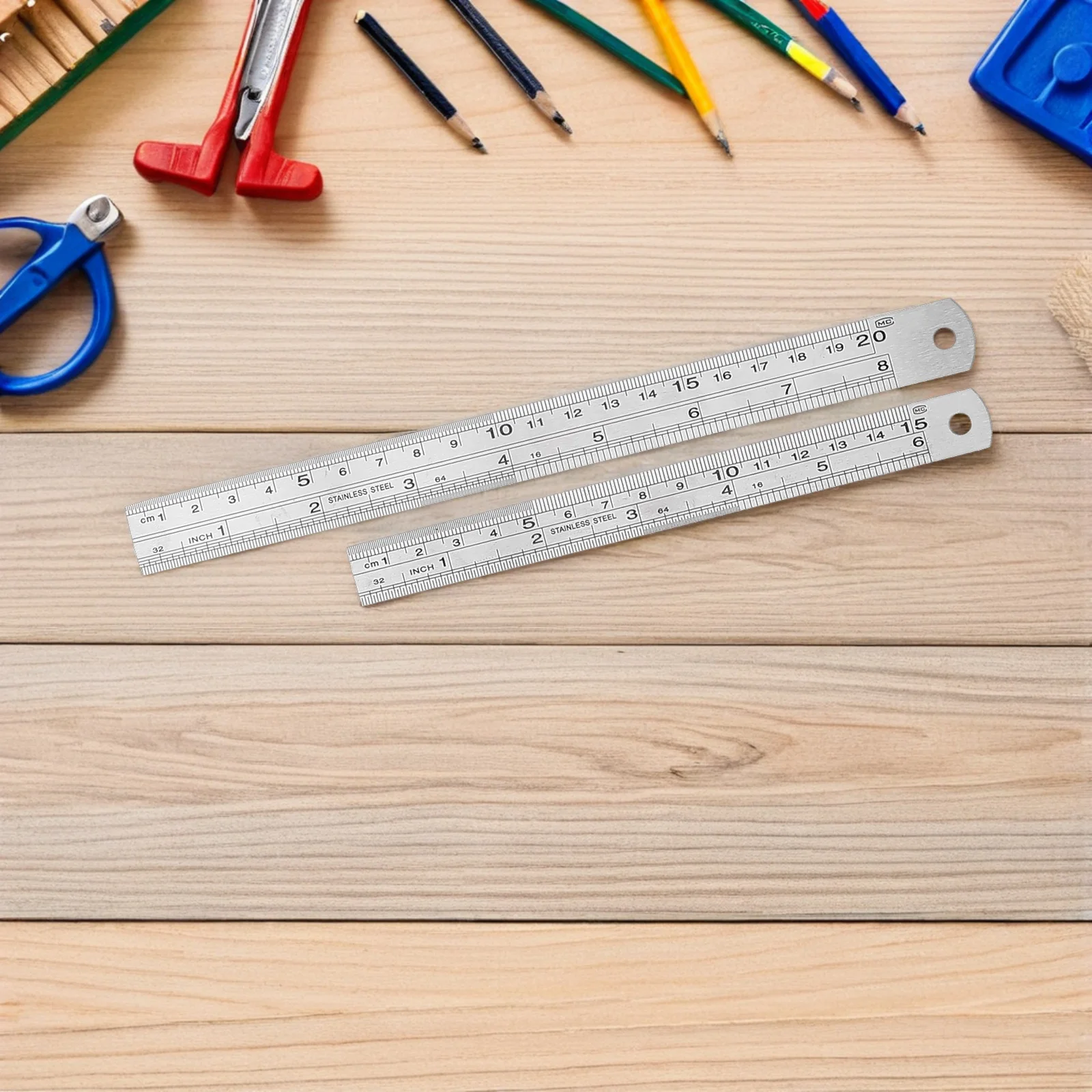 Juego de reglas de acero inoxidable, 4 Uds., 15/20/30/40Cm, borde recto de precisión de doble cara Imperial métrico grueso para ingeniería