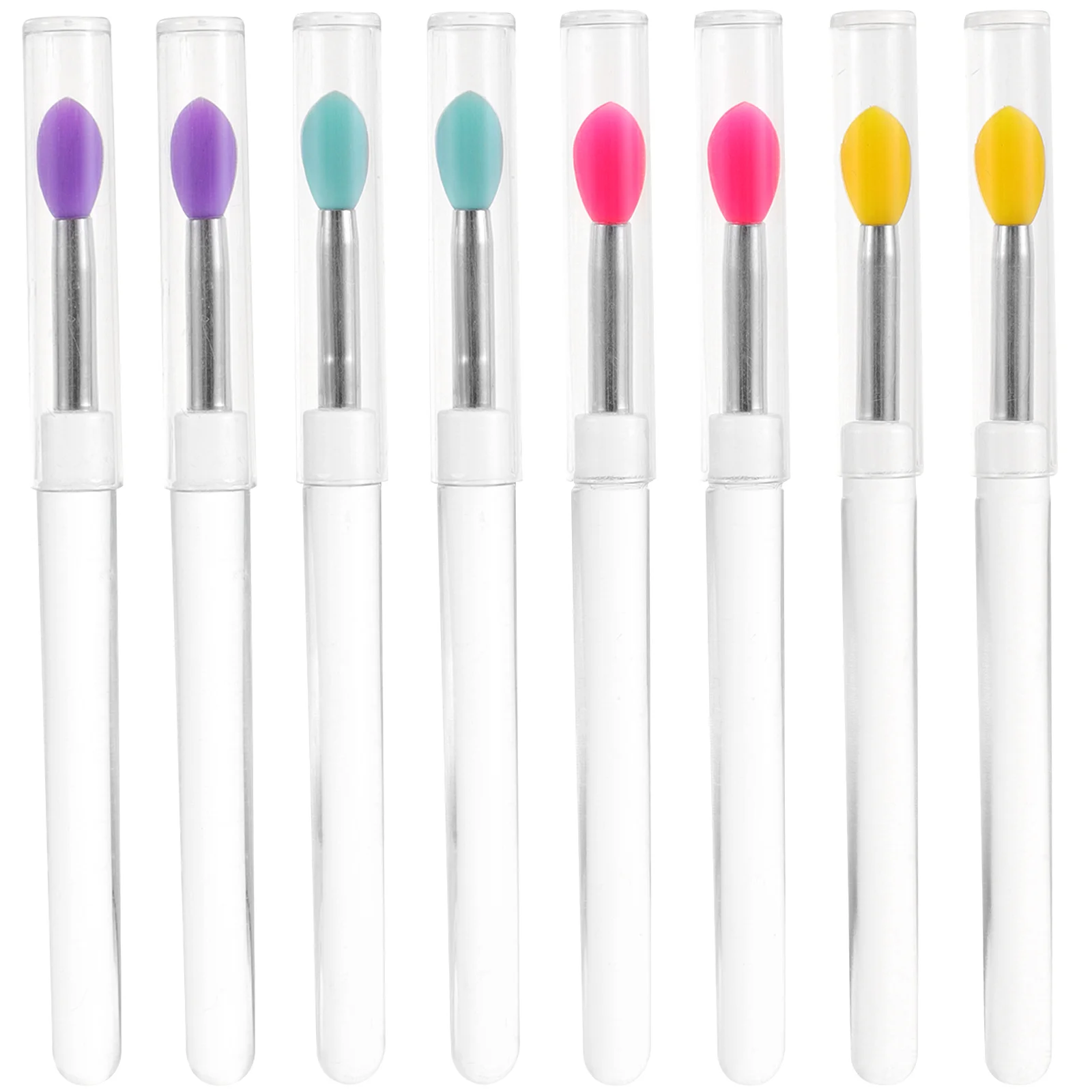 8 pinceles de silicona reutilizables para labios, aplicadores suaves, mango transparente compacto, herramientas de maquillaje portátiles para bálsamo labial y brillo labial