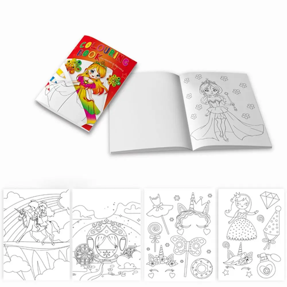 12/60Pages Castle Princess Sea World Coloring Book Space Forest Animals Educational Graffiti Painting Book Cartoon Bold Easy