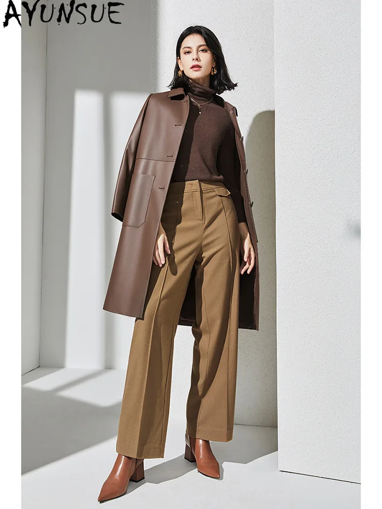 AYUNSUE chaqueta De cuero genuino para mujer 2025, ropa De primavera Sutumn, abrigo De piel De oveja auténtica para mujer, ajuste holgado, nuevo en abrigos, chaqueta De cuero