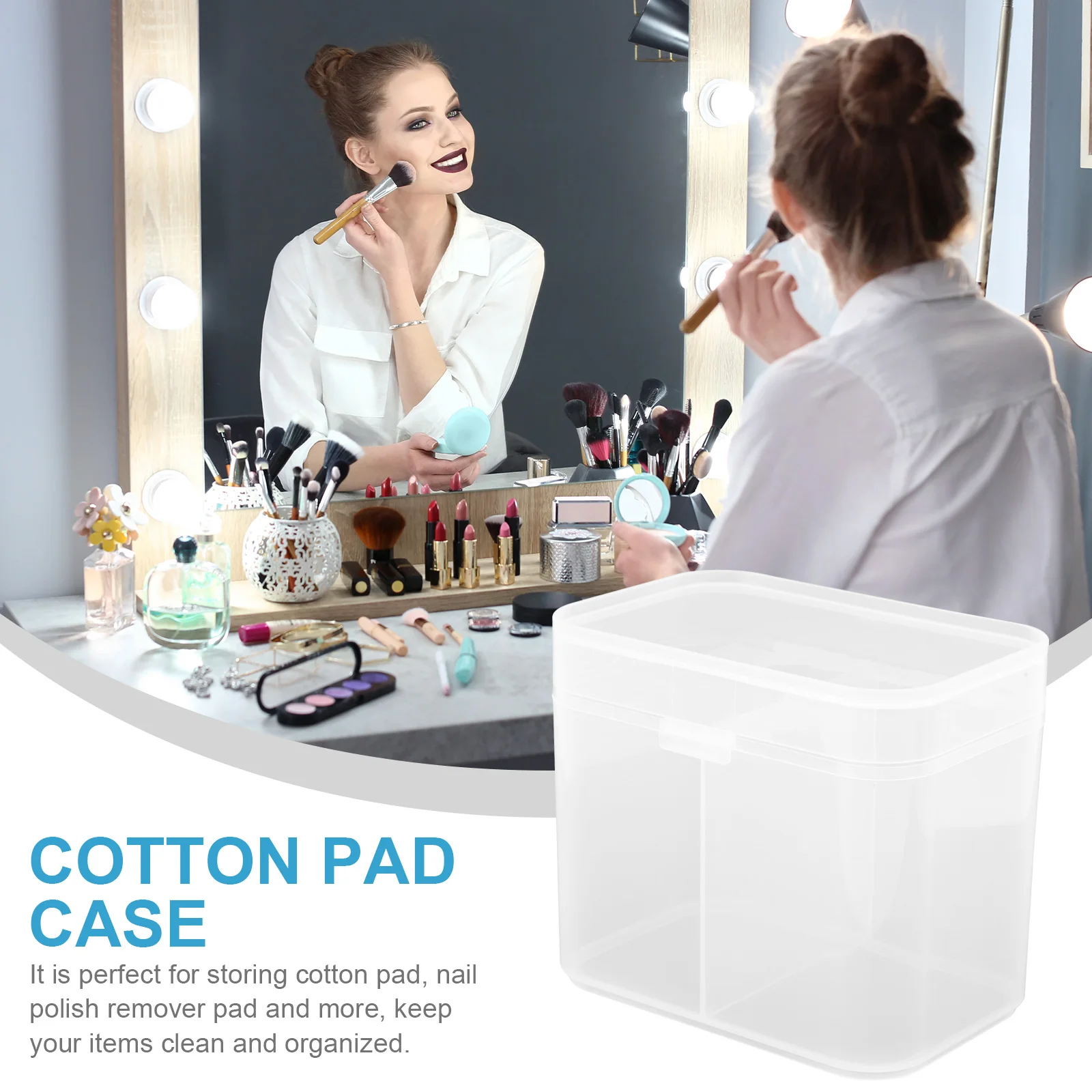

2pcs Cotton Pad Storage Box Nail Polish Remover Holder Makeup Organizer Container with Lid Dustproof Lightweight for Salon