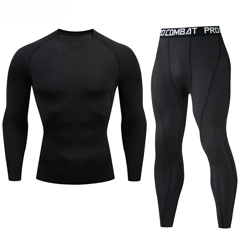 Ropa deportiva de compresión para hombre, conjuntos de entrenamiento elástico para Yoga, entrenamiento, trote, Fitness, chándal, pantalones deportivos, 2 uds.