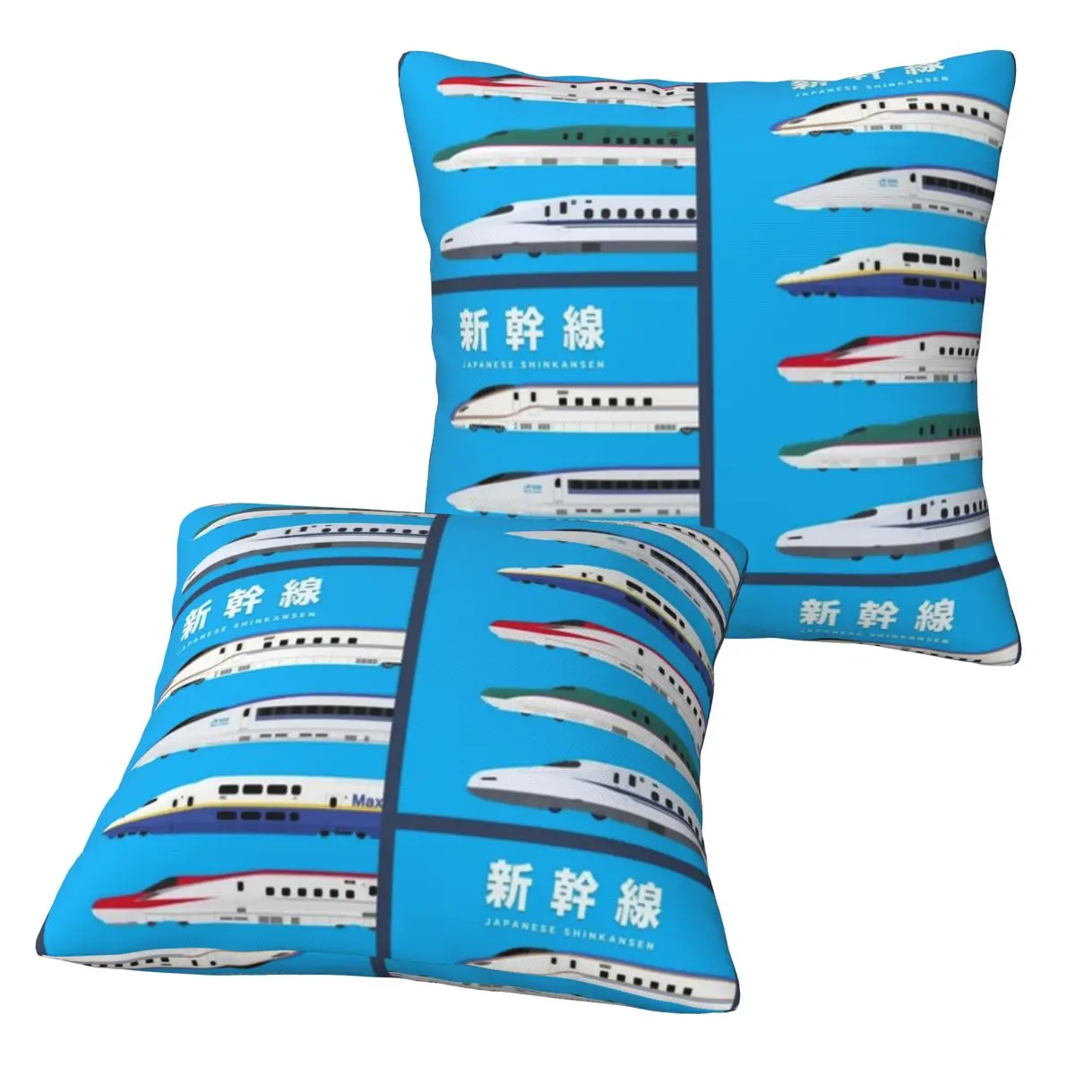 Japanese Shinkansen Bullet Trains Side View 2 pcs Square Pillowcase Pillow Cover Cushion Decor Comfort Throw Pillow for Home Car