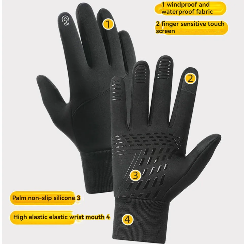 KoKossi Winter Thermal Fleece Cold Wind Waterproof Gloves Touch Screen Bicycle Warm Cycling Gloves Ski Bicycle Velvet Men Women