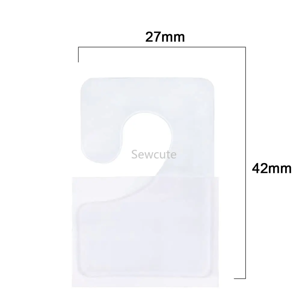 100pcs Clear Self Adhesive Hang Tabs Hooks Plastic Display Hand Tabs Large Round Hole Pegboard Hang Tabs Folding Tab