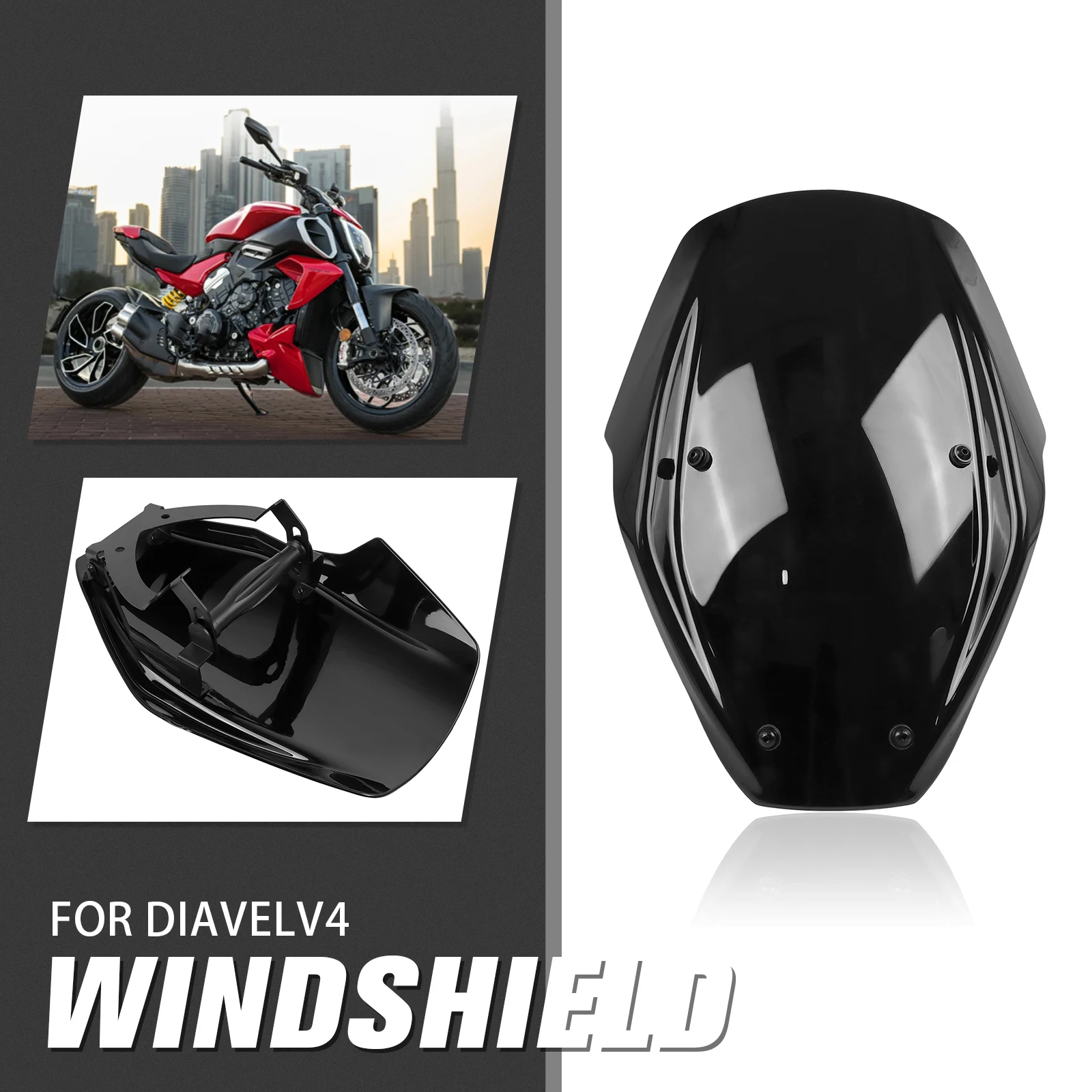 Windshield Cover Windscreen Mounting Bracket Kits For Ducati Diavel V4 2023 2024 Motorcycle Wind Screen Deflector Fairing Shield