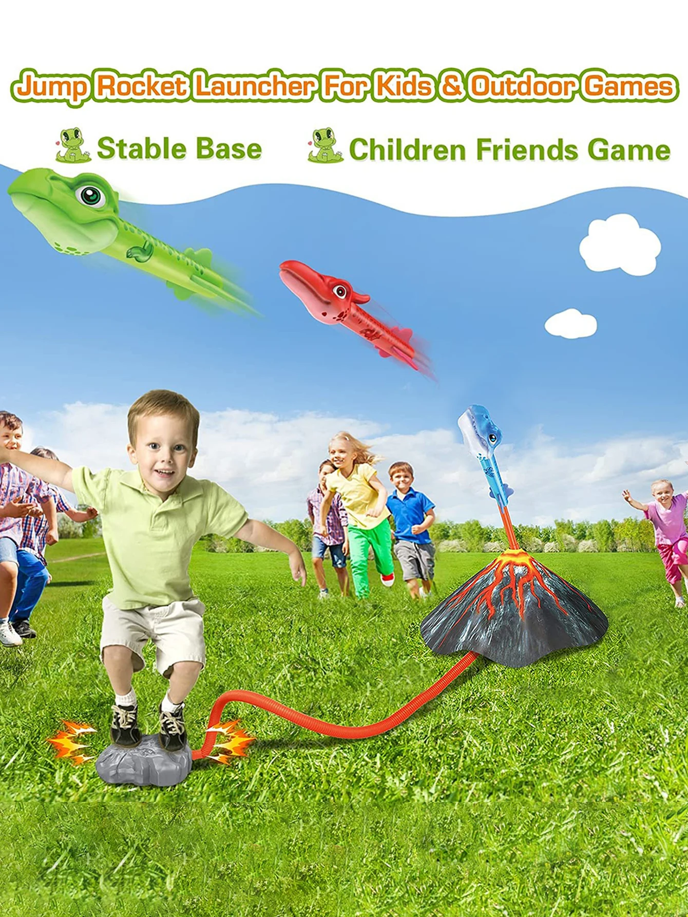 Dinosaur Sky Cannon, Foot Stepping Volcano Launcher, interactief speelgoed voor ouders en kinderen, kerstcadeauspeelgoed