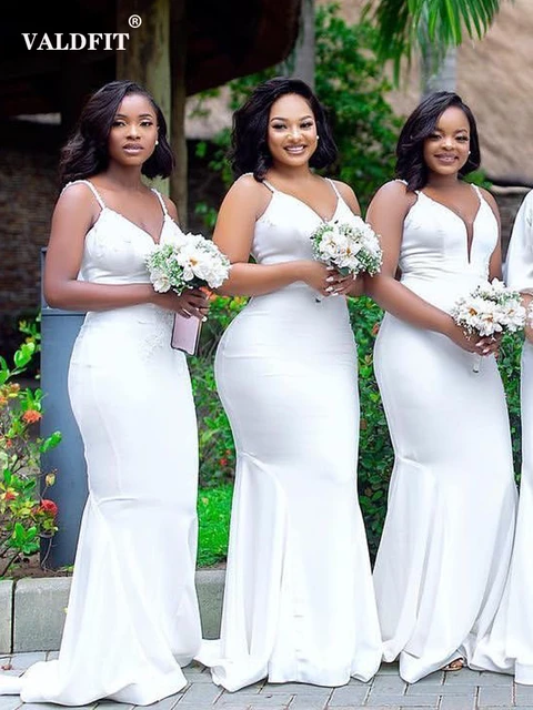 White mermaid bridesmaid dresses top