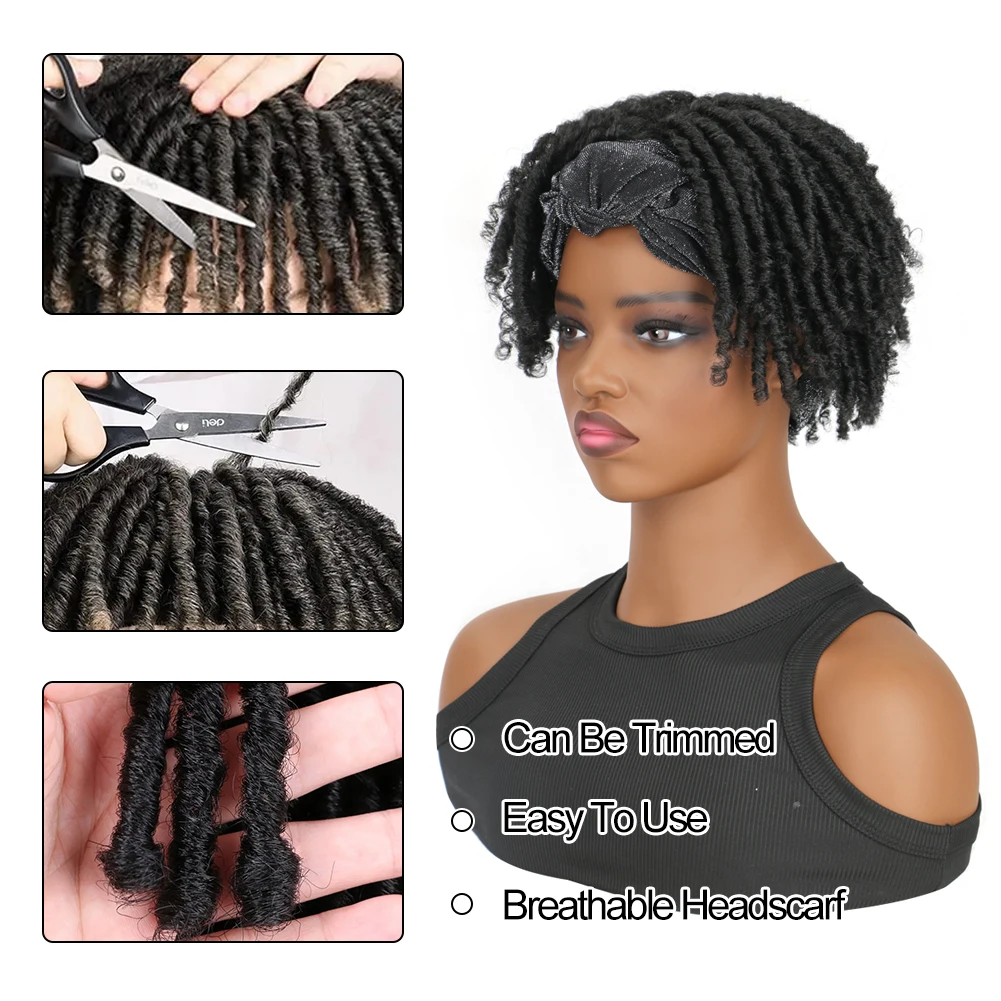 Belle Show Synthetic Dreadlock Hair Topper Elastic Drawstring Topper With Scarf 6 Inch Short DreadLocks Hair Pieces For Women