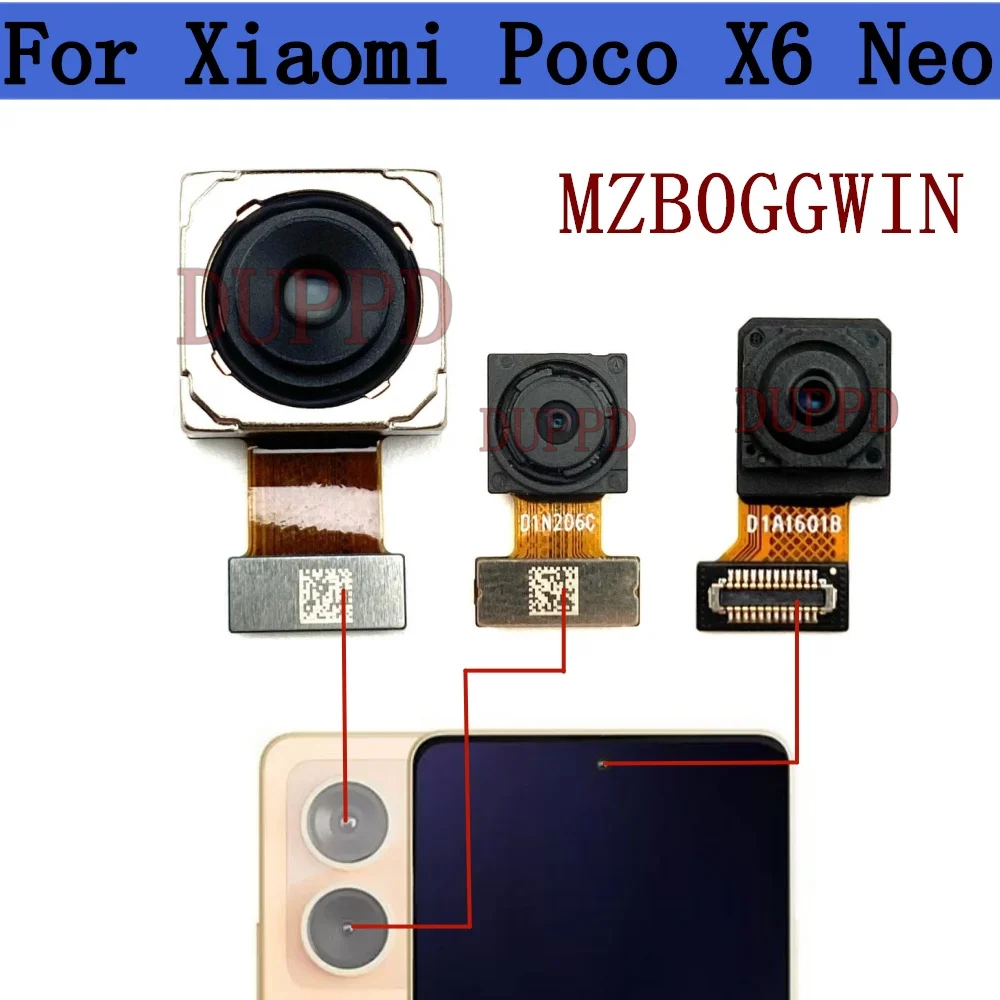 

Передняя задняя камера для Xiaomi Poco X6 Neo MZB0GGWIN Фронтальная камера для селфи сзади, широкоугольная макрокамера, гибкий кабель