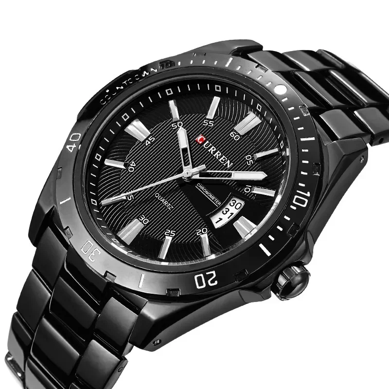 CURREN 8110 Men\'s Watch Fashion Calendar Watch Men\'s Steel Belt Waterproof Quartz Watch