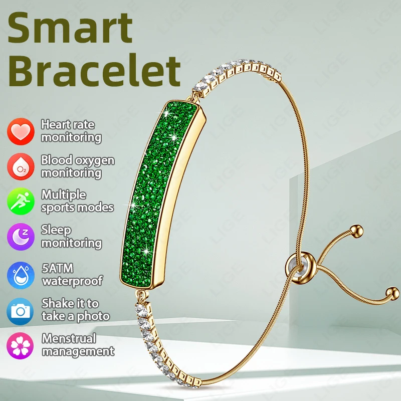 

LIGE 2025 Fashion Smart Bracelet Women Diamond Smart Band Female Health Sleep Monitoring Waterproof Sports Smartwatch For Ladies