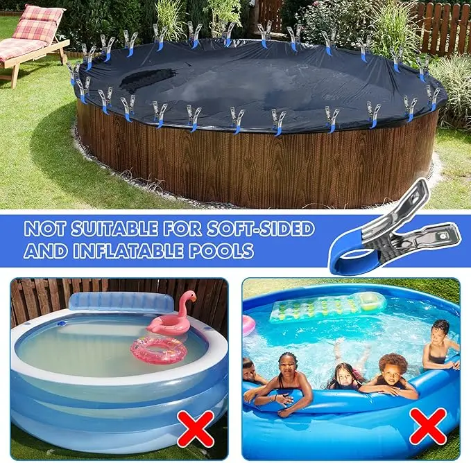 1/4/6pcs Durable Stainless Steel Pool Cover Clips with Blue Plastic Handles - Heavy Duty Windproof Spring Clips for Secure Above