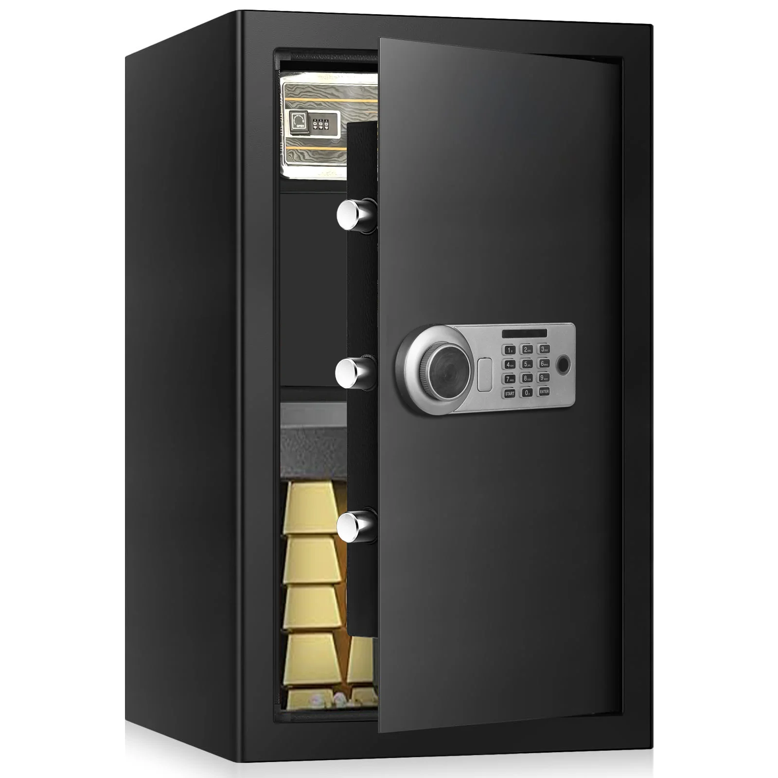 Hotel Luxury Electronic Safe With Fireproof & Fingerprint Secure Access Durable Security Box Money Locker Model AL002-70A