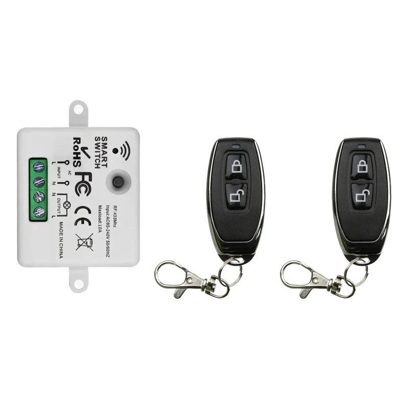 433Mhz Wireless Remote Control Switch 10A AC 110V 220V Mini RF Relay Receiver Transmitter for Pumps Light Lamp LED Fan