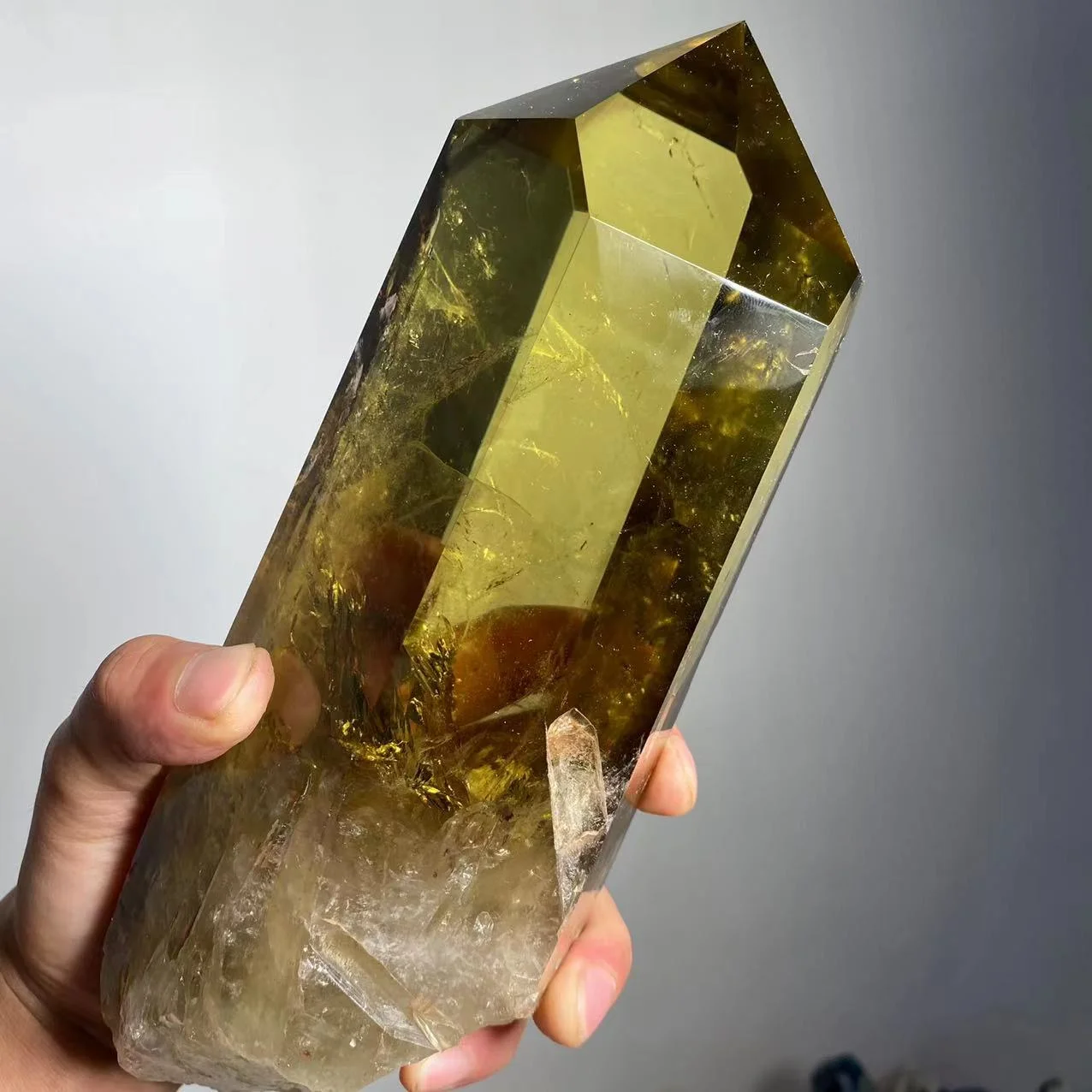 Natural Crystal Citrine Quartz Point,Raw Stone Bottom, Send Base, Home Decor, Energy Stones for Wealth and Happiness, High Quali