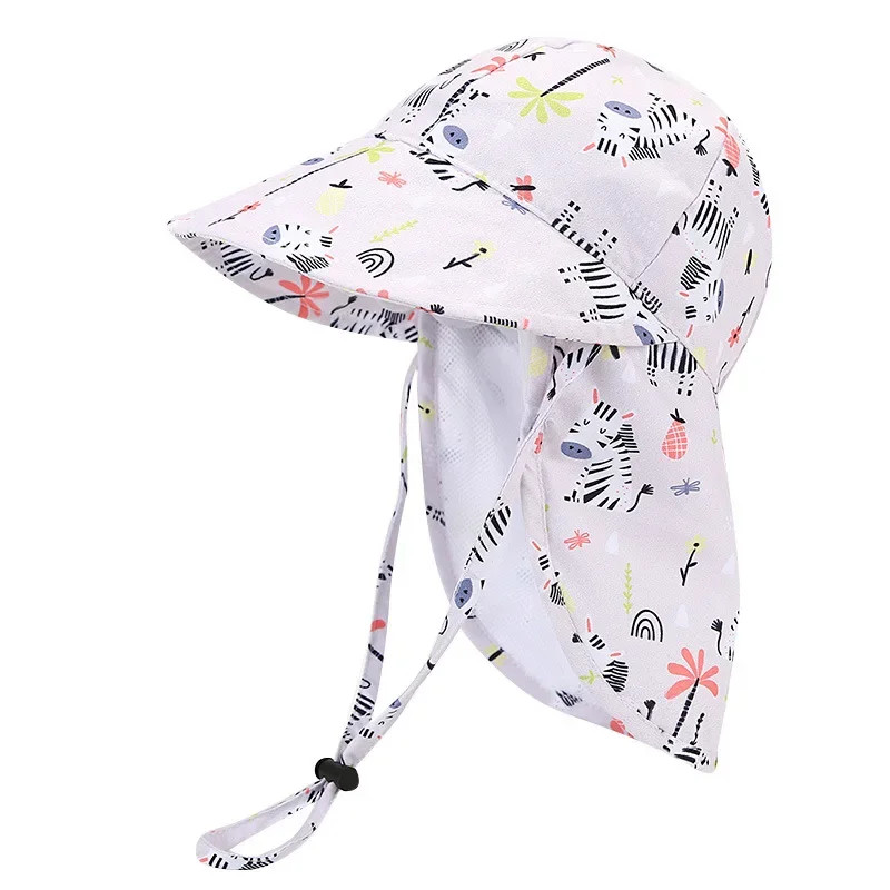 Neue Panama Sommer Baby Eimer Hut für Jungen Mädchen Cartoon Atmungsaktive Mesh kinder Strand Schal Sonnenhut Kinder UV Schutz kappe – Detail 8