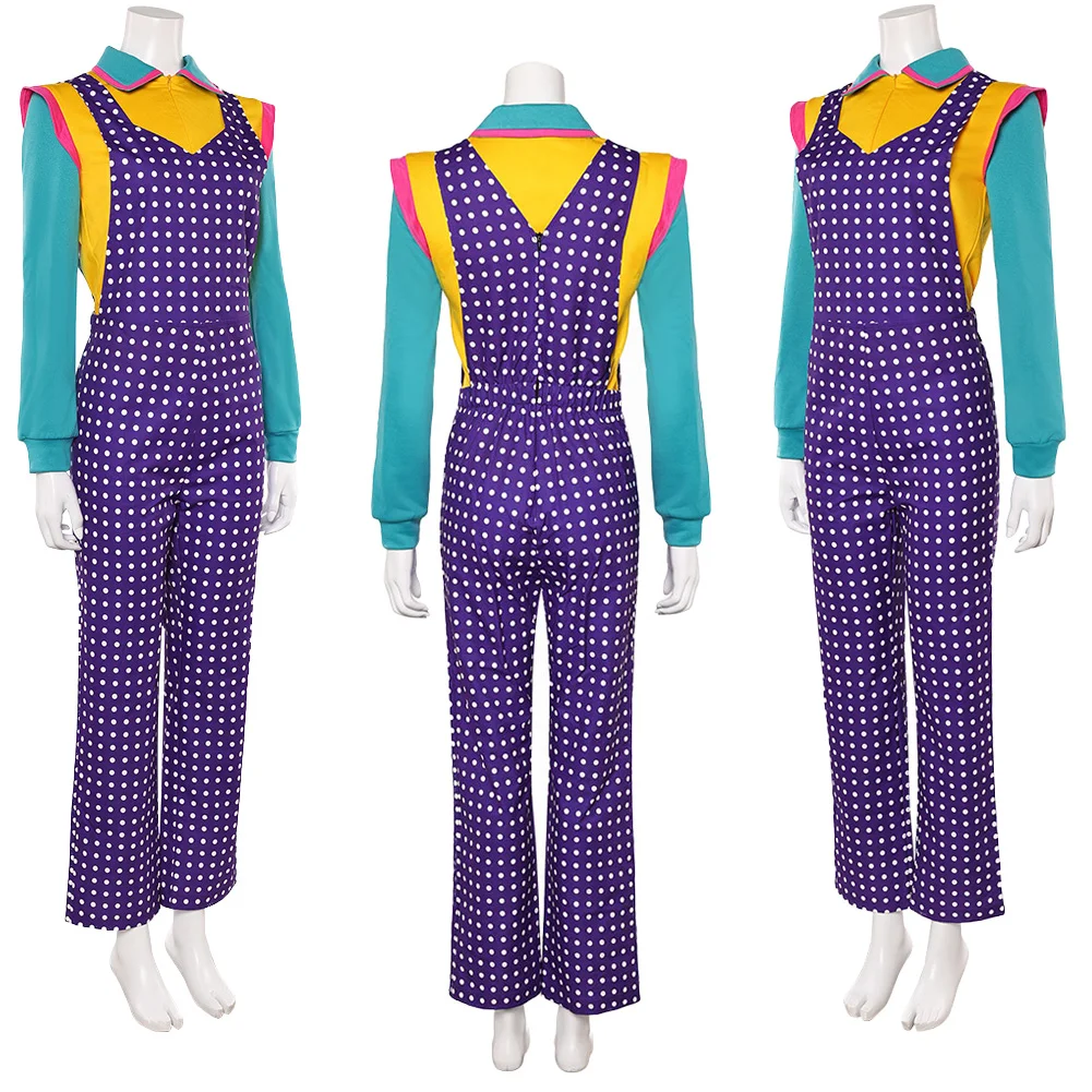 Disguise TV ST 5 2 Holly Wheeler Cosplay Purple Dot Overalls Costume Shirt Clothing Set Outfits Women Halloween Carnival Party