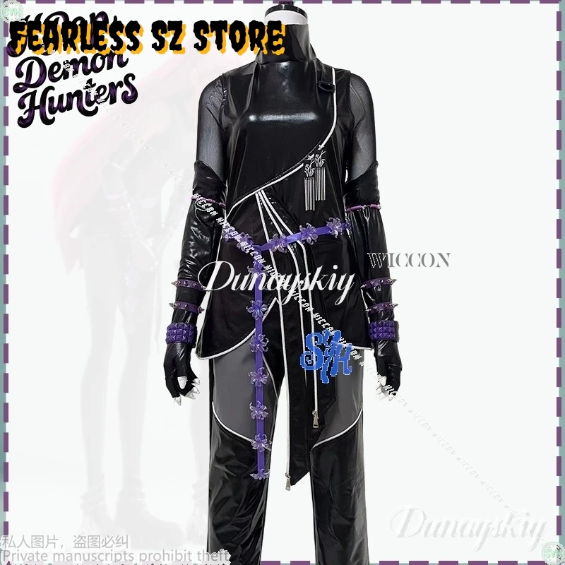 

Huntrix Mira Cosplay Anime Kpop Demon New 코스프레 Sexy Ninja Black Purple PU Jumpsuit Lingerie Jirai Kei Girls Goth Halloween