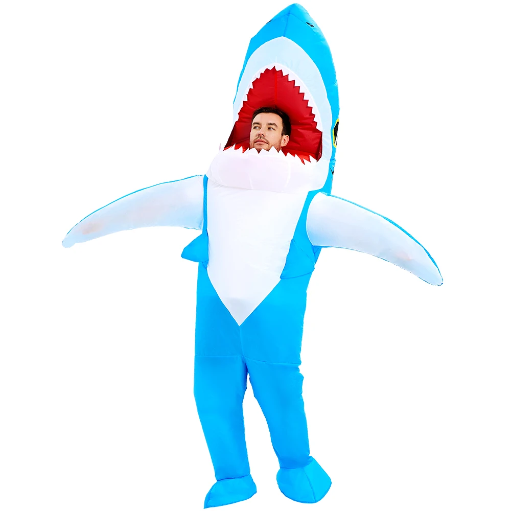 Adult Shark Inflatable Costume Funny Cool Animal Cosplay Suits For Purim Halloween Party Fancy Dress Up Clothing