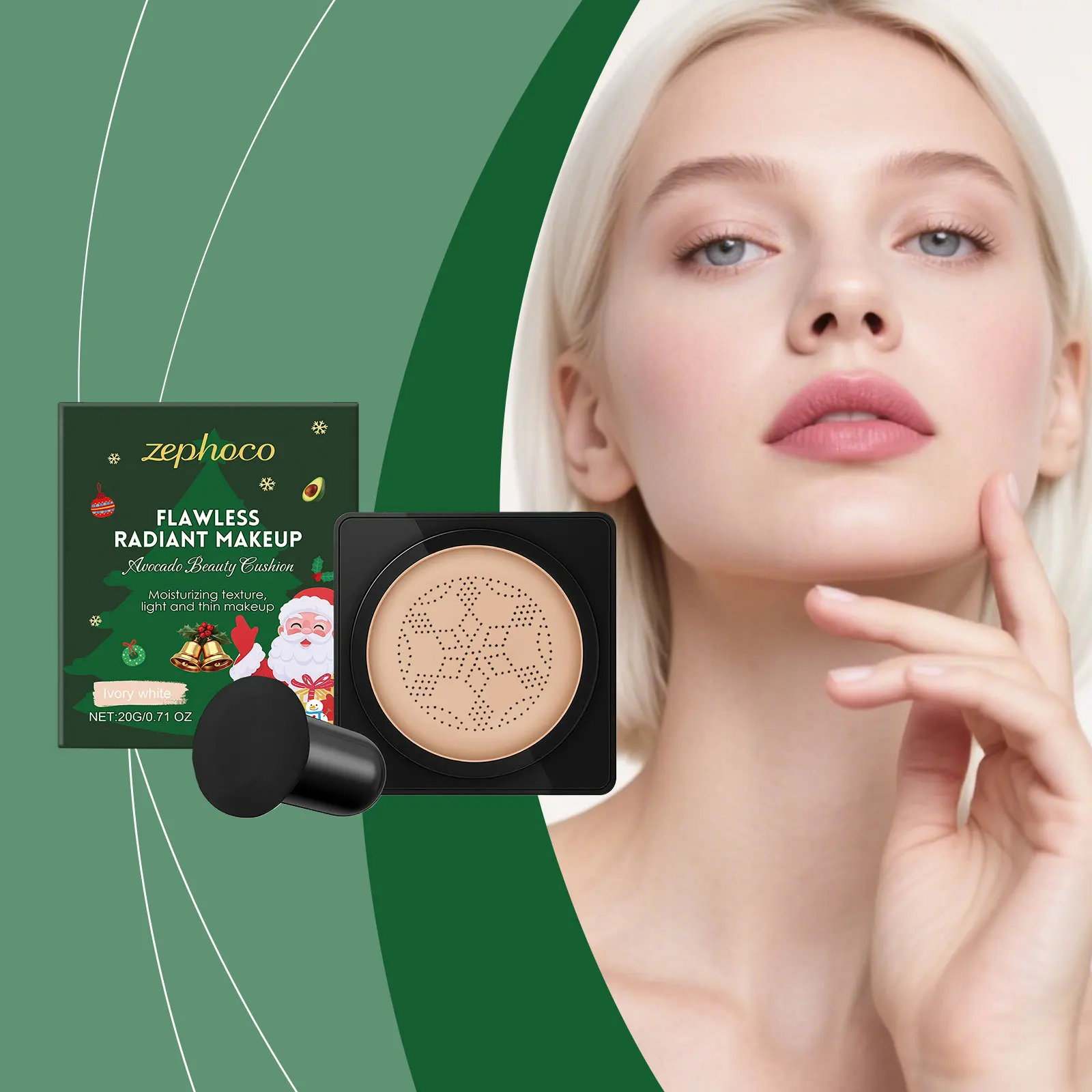 Ivory white air cushion cream natural makeup holding not easy to take off waterproof improves complexion concealer hides pores