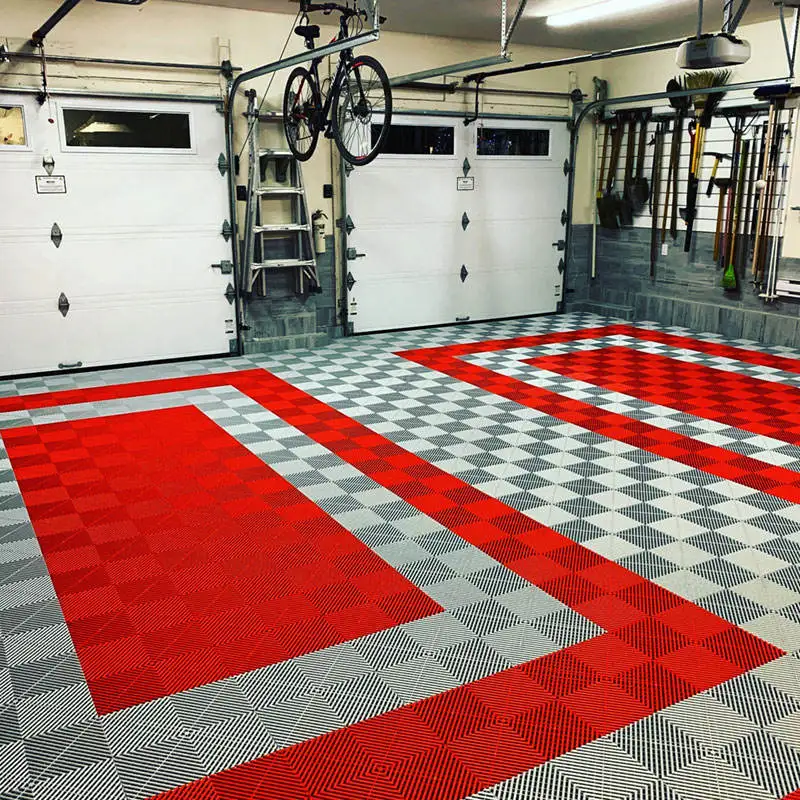 Interlocking Plastic Garage Floor Tiles, Car Wash Shop, Work Shop, 40cm x 40cm x 20mm, Hot Selling