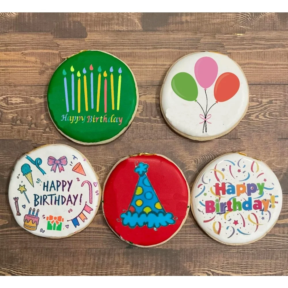 12Pcs Birthday Spray Stencils, Letter Number Candle Balloon Template for Cake & Cookie Birthday Baking Powder Decoration
