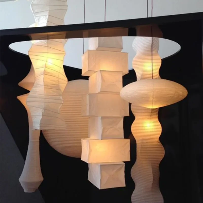 Janpanese Akari Rice Paper Lamp Modern Noguchi Yong Pendant Lamp Living Room Bedroom Corner Designer Light  Room Decor