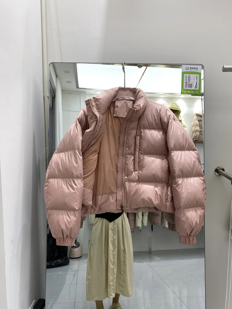 Women's Winter Puffer Jacket Stand-up Collar Cropped Quilted Jacket Water Repellent Windproof Down Coat