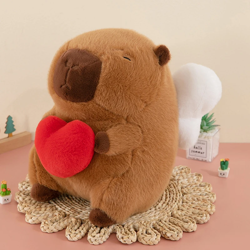 25cm Kawaii New Capibala Angel Wings Hugging Heart Capybara Cute Doll Plush Toys Room Ornament Pillow Toy Children Birthday Gift