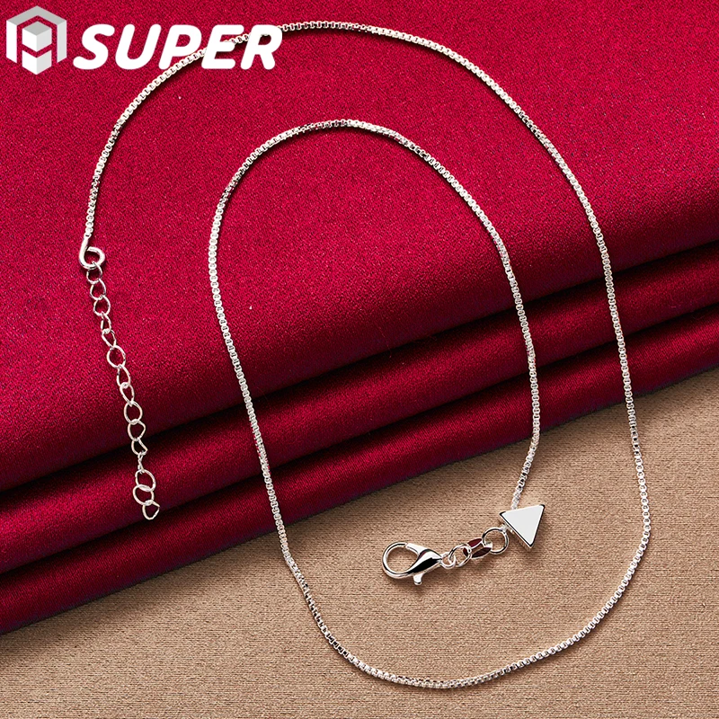 

925 Sterling Silver Solid Triangle Pendant Necklace Box Chain For Women Man Fashion Wedding Party Charm Jewelry