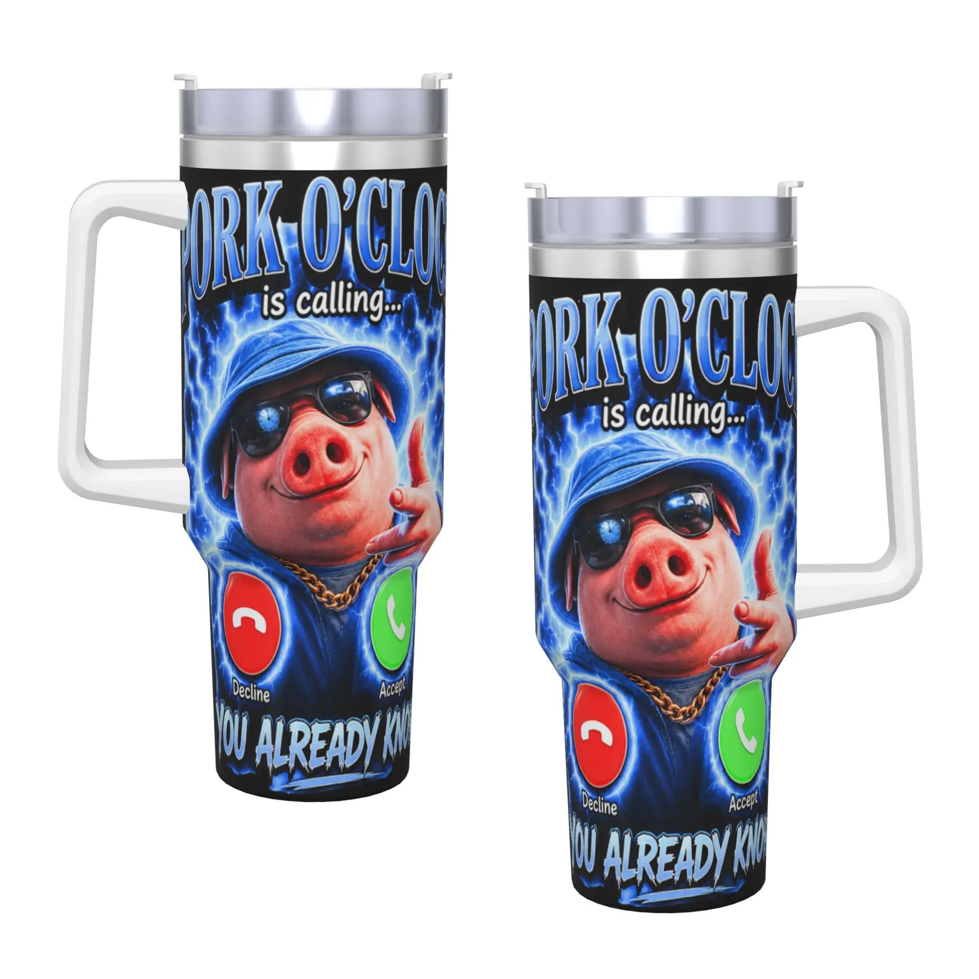 Stainless Steel Tumbler John Pork Oclock Calling Funny Meme Coffee Mug Insulated Cold and Hot Car Mugs Graphic Water Bottle