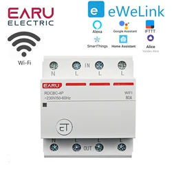 4P Din Rail WIFI Interruttore Intelligente Timer Interruttore del Relè di Controllo Remoto Da EWeLink APP Smart Home, Casa Intelligente Compatiable Con Alexa google