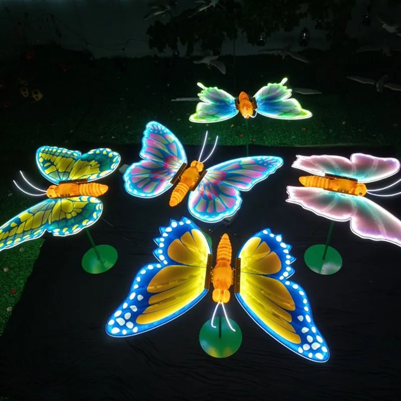 Sinfonia dinâmica borboleta luz ao ar livre simulação jardim inseto modelagem luz jardim cor borboleta luz fonte de alimentação