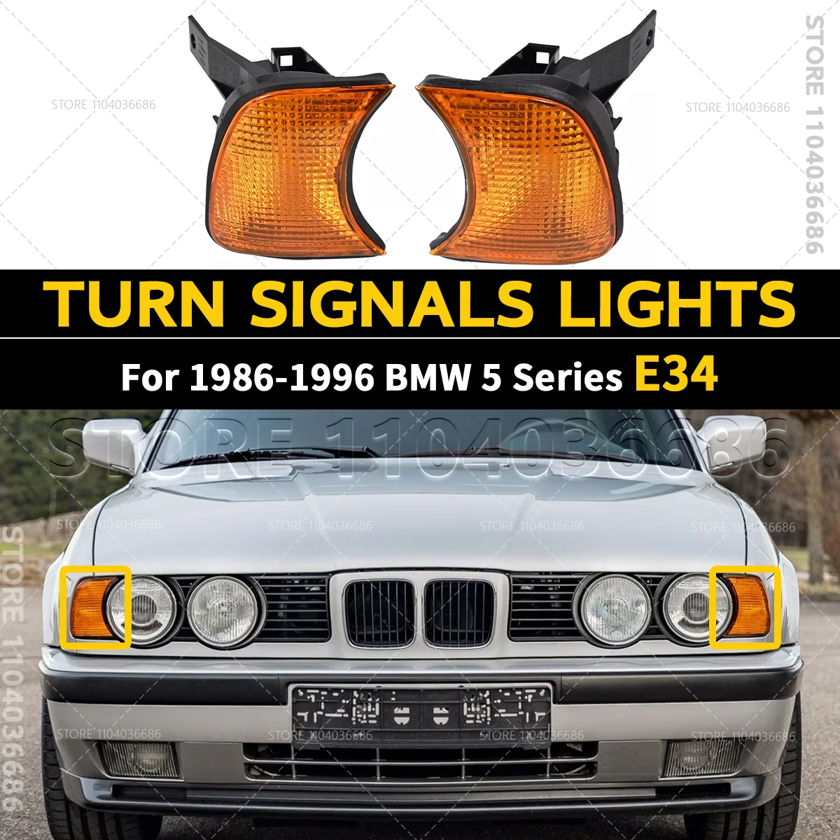 

Для BMW 525i 530i 535i 540i M5 (E34) 1986-1996 годов, угловые указатели поворота переднего бампера 63131384033 63131384034