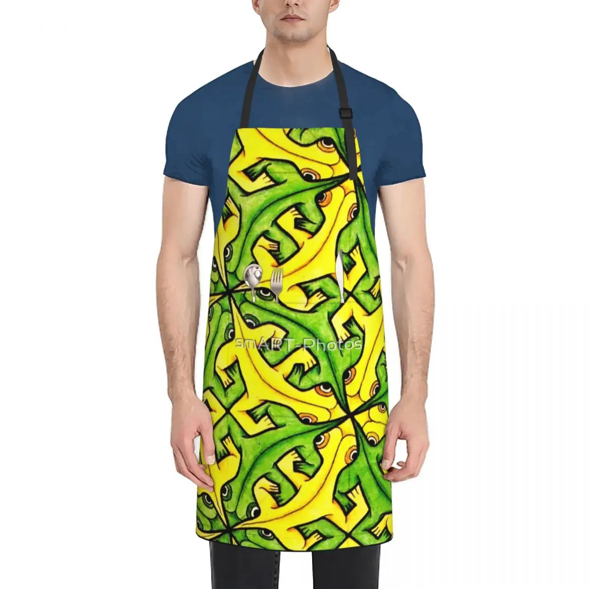 

M.C. Escher Waterproof Kitchen Apron For Women/Men With Pockets Work Restaurant Shop Waiter Work Uniform