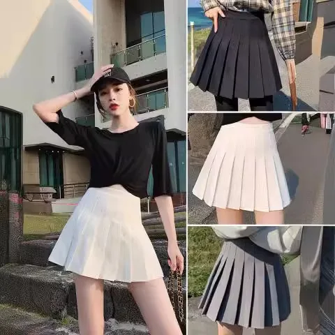 JK Uniform Skirt with Pants and Zipper and Buttons, Versatile Short Skirt, Hot Spring and Summer, 2024