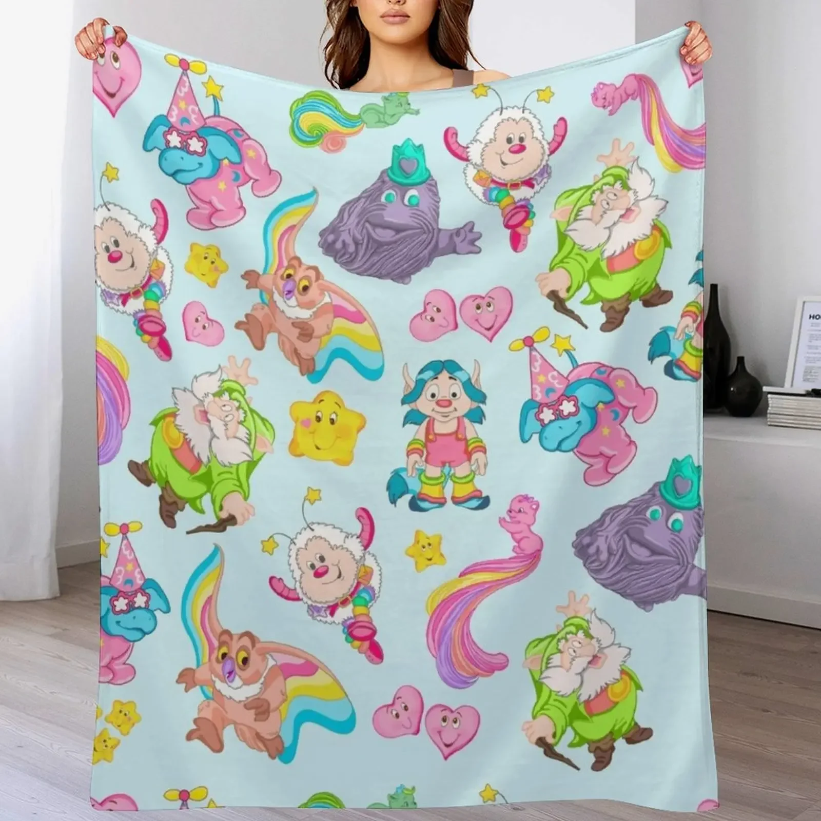 

Supporting Cartoon Characters of the 80s Throw Blanket Cozy Light Blanket for Travel Camping Picnic