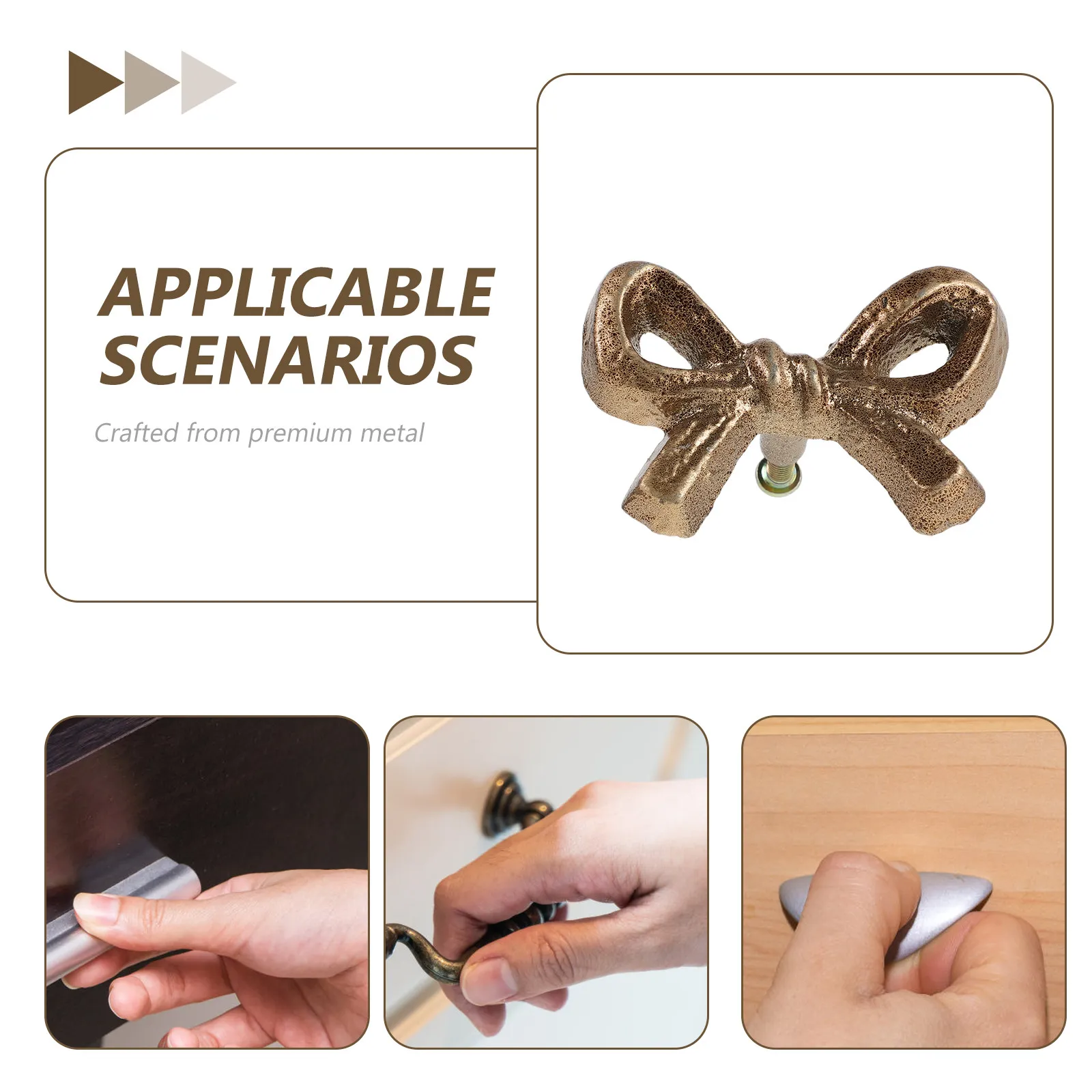 Bow Shape Cabinet Knobs Metal Bow Drawer Pulls Scratch Resistant Vintage Dresser Handles Decorative Bowknot Knobs for Kitchen