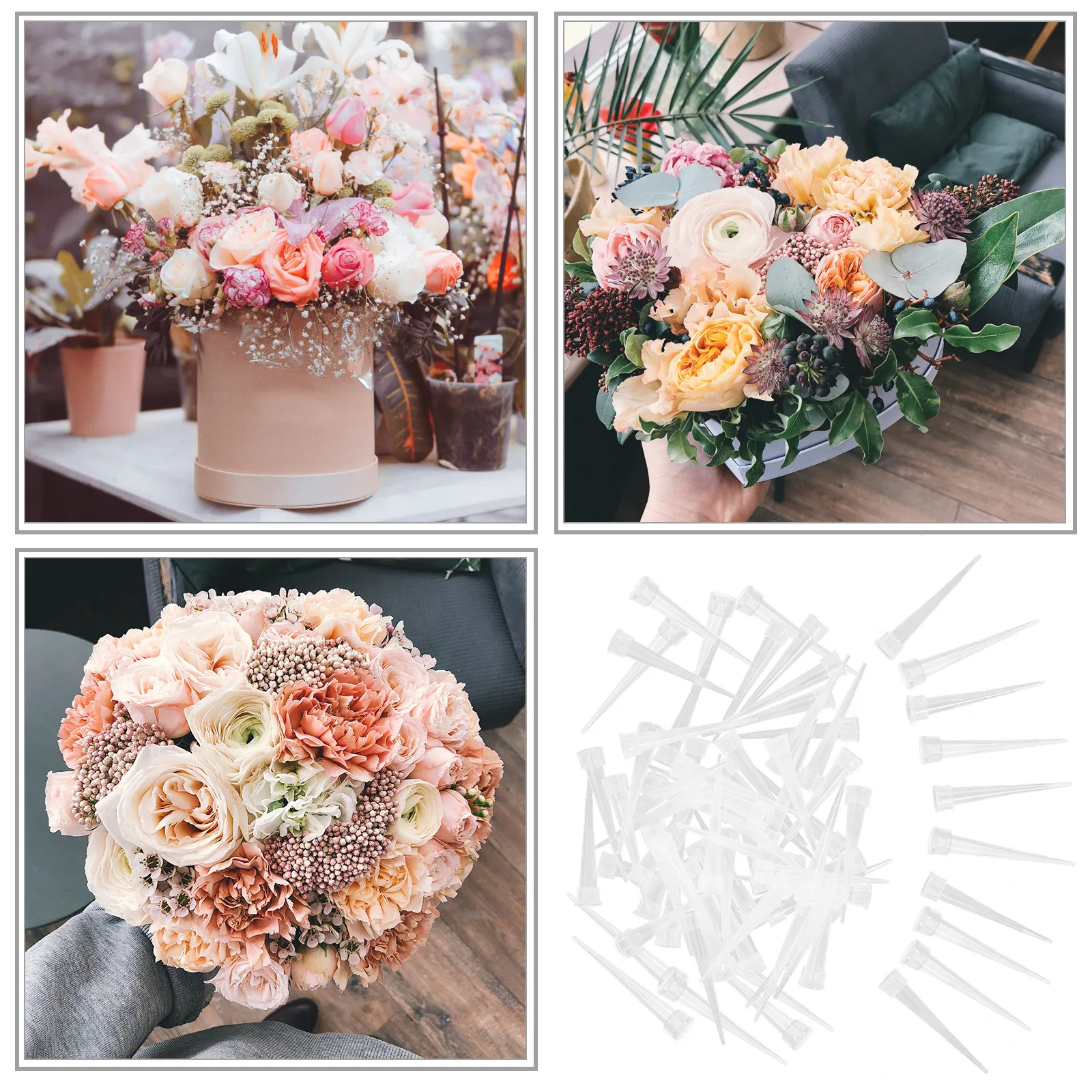 

100Pcs Plastic Flower Mud Inserted Tube Fixators Floral Arrangement Holders Flower Stem Water Tubes DIY Floral Box Making