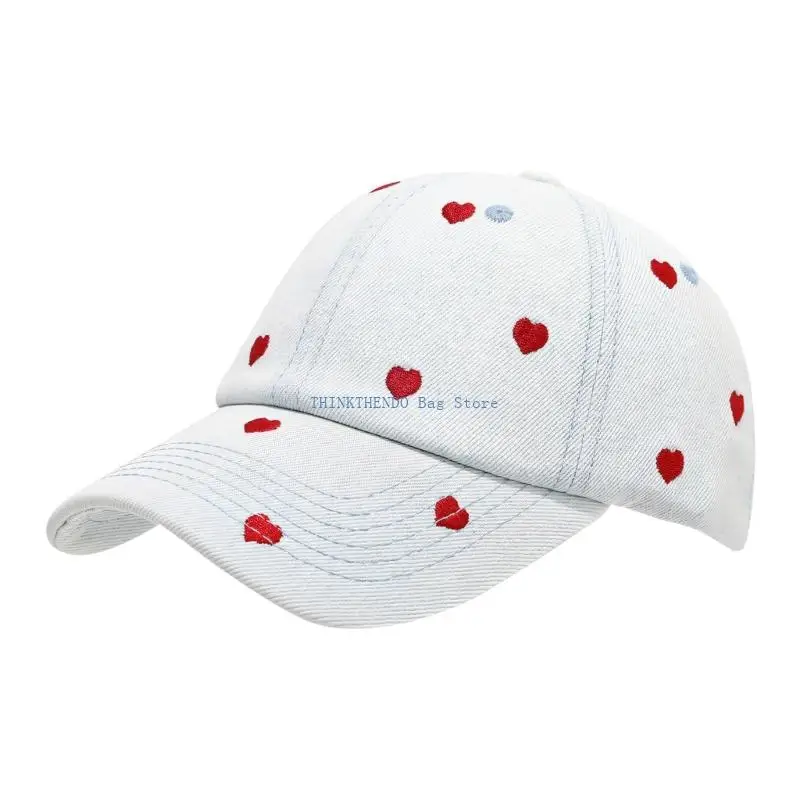 340D Trendy Pair Matching Cotton Caps Embroidered Heart Stitching For Him Her
