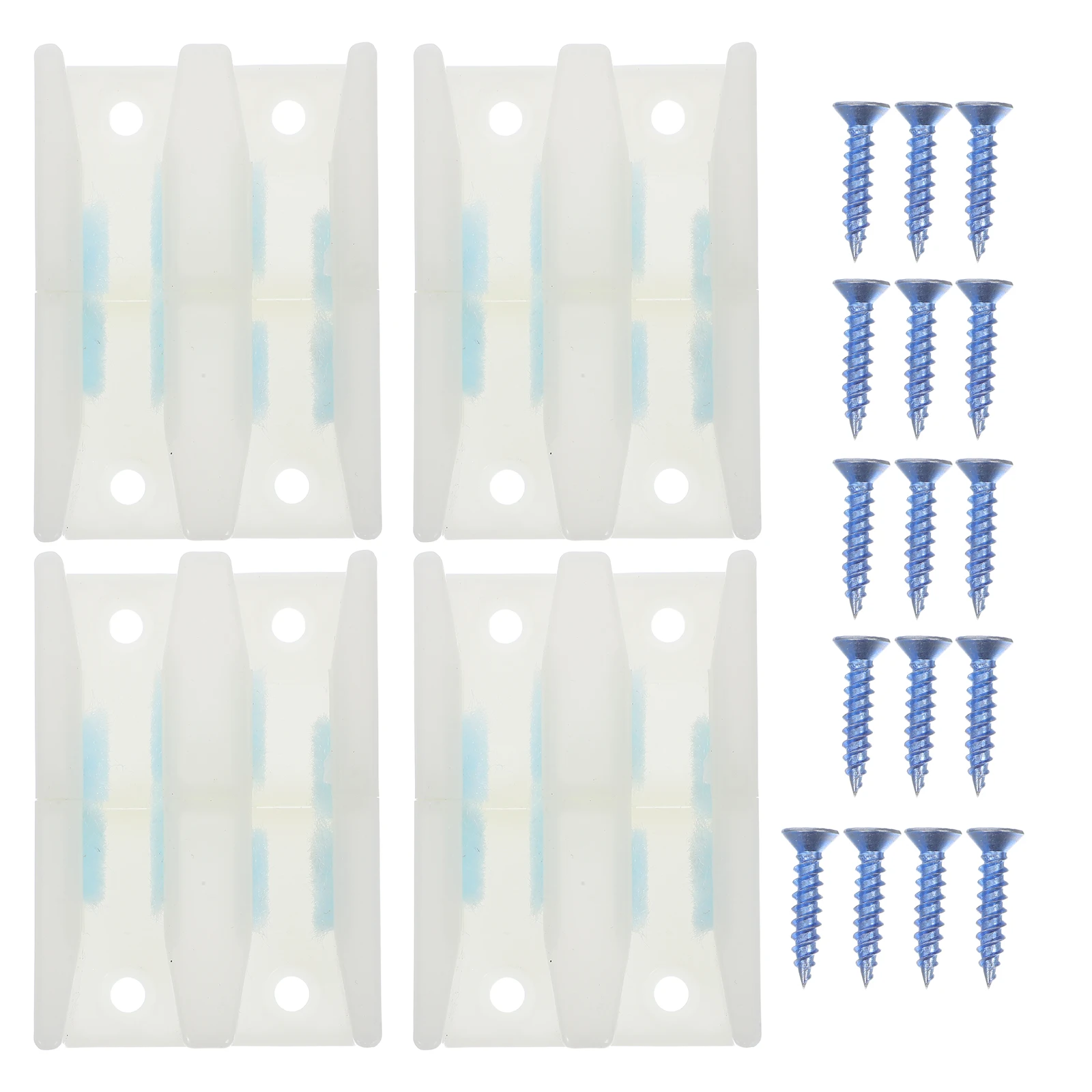 

4 Sets White Shower Door Guides 4 Screws AntiSlip for Glass Sliding Doors Bottom Mount Track Replacement Parts Stable Plastic